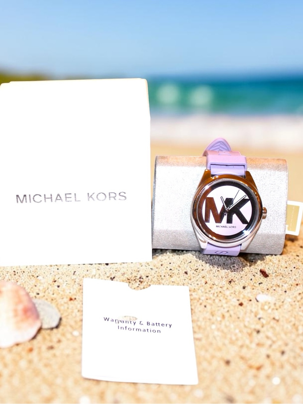 Michael Kors Janelle Lavender Silicone Strap Watch with Silver Accents (NWT)